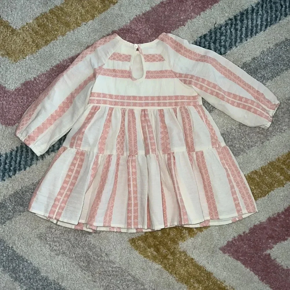 ZARA Kids | Cream and Pink | STRIPED DRESS WITH TEXTURED DETAIL